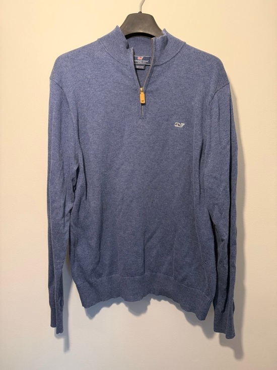 Vineyard Vines Other - Vineyard Vines Men's Heathered Blue Quarter-Zip Sweater 100% Cotton